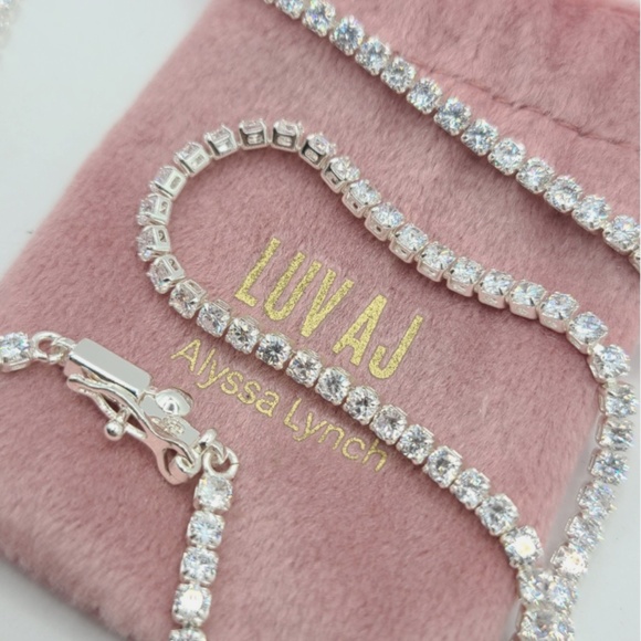 Luv AJ x Alyssa Lynch Silver The Prong-Set Tennis Necklace NEW - Picture 1 of 4